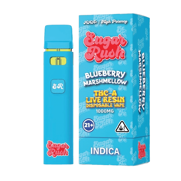 Sugar Rush 1g THC-A Live Resin disposable BLUEBERRY MARSHMELLOW INDICA